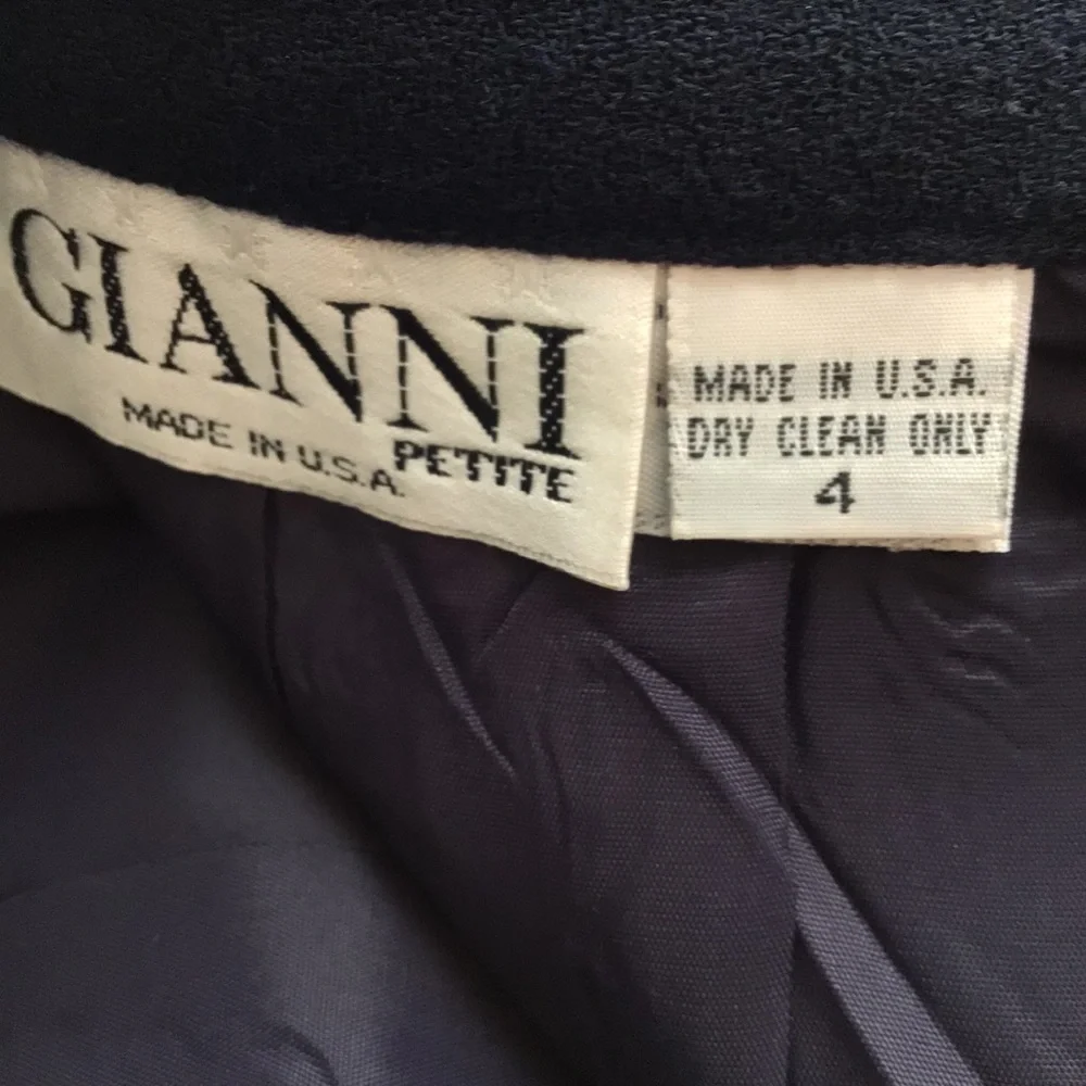 GIANNI Blue Wool Lined Pencil Skirt 4 Petite